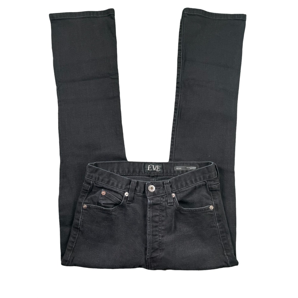 Eve Denim Black Jeans The Jane Straight Crop Made In USA Womens Sz 25 Excellent